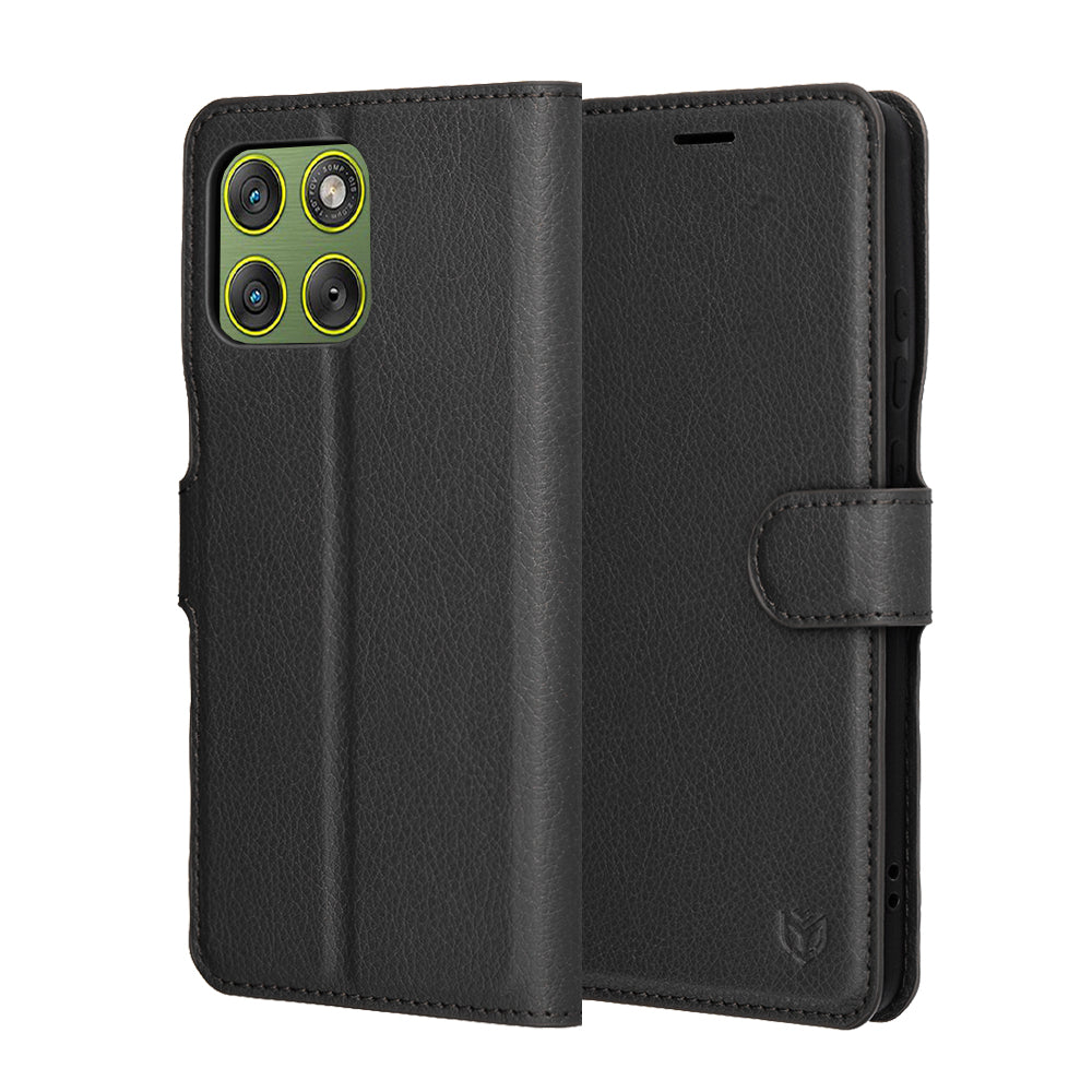 Kotelo Motorola Edge 70:lle, Techsuit, Leather Folio, Musta