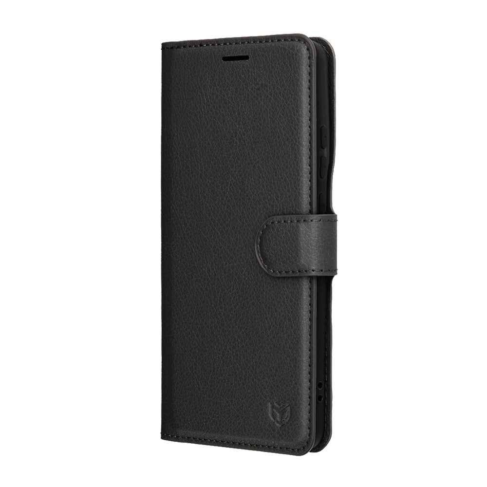 Kotelo Motorola Edge 70:lle, Techsuit, Leather Folio, Musta