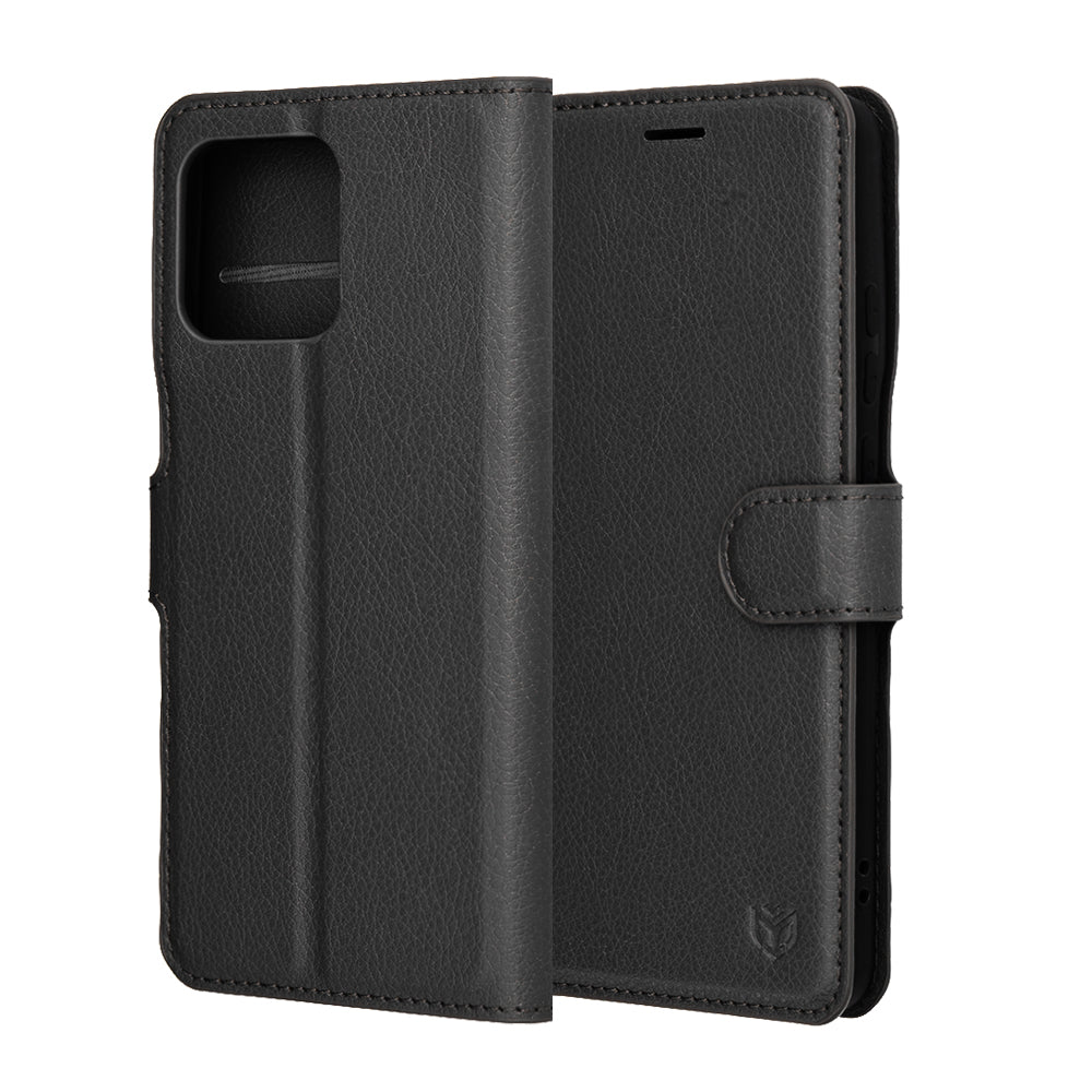 Kotelo Motorola Edge 70:lle, Techsuit, Leather Folio, Musta