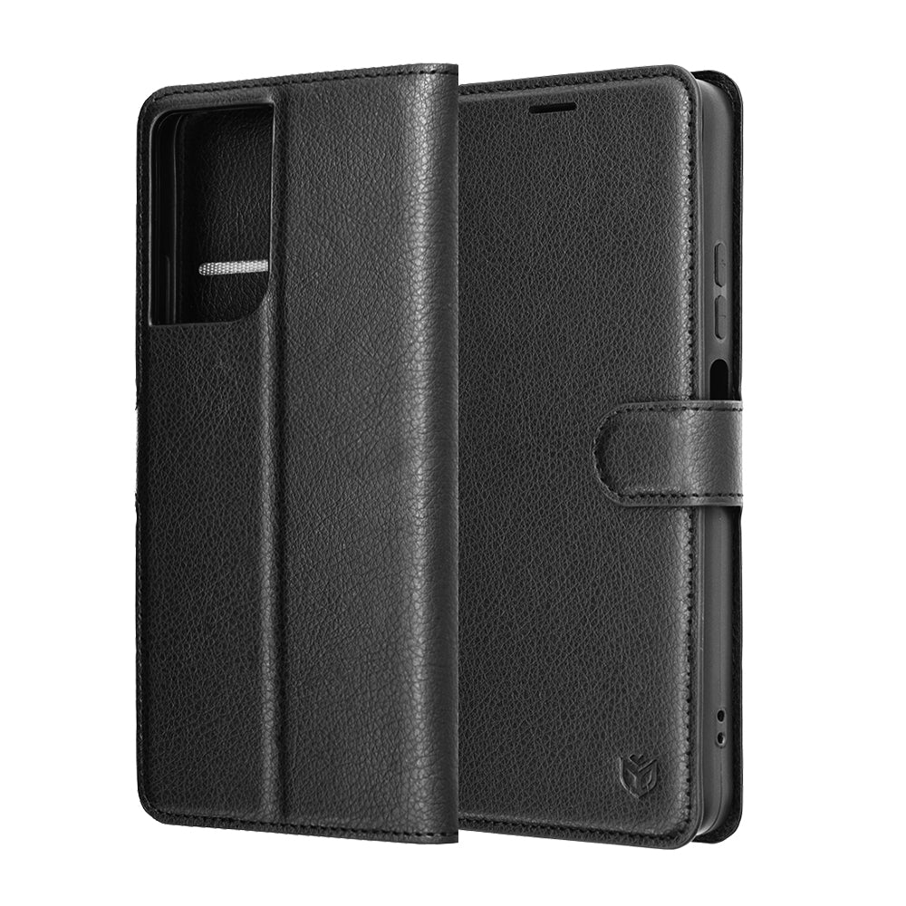 Kotelo Motorola Moto G06:lle, Techsuit, Leather Folio, Musta