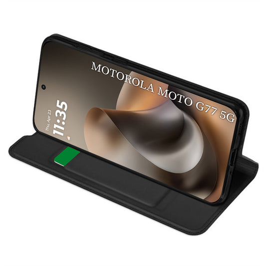 Kotelo Motorola Moto G77 / G67:lle, Techsuit, Magskin Book, Musta