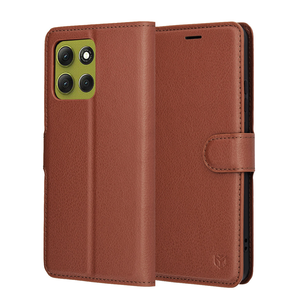 Kotelo Motorola Moto G86:lle, Techsuit, Leather Folio, Ruskea