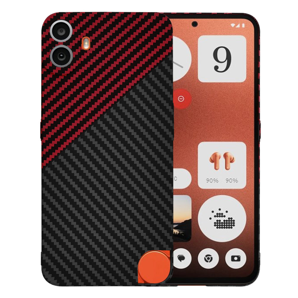 Kuori Nothing CMF Phone 1:lle, Techsuit, Carbonite FiberShell, Musta Punainen