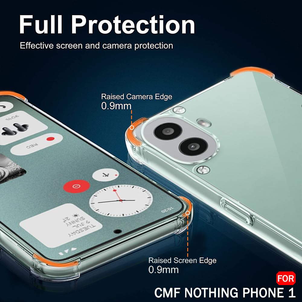 Kuori Nothing CMF Phone 1:lle, Techsuit, Iskunkestävä Kirkas, Läpinäkyvä