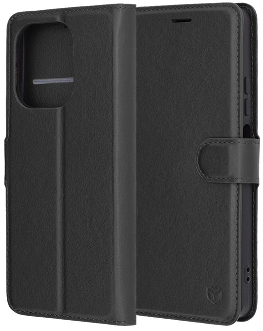 Kuori Oppo A5 Pro 4G / A5 Pro:lle, Techsuit, Nahkainen Folio, Musta