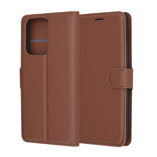 Kuori Oppo Reno13 FS 5G / Reno13 F 4G / Reno13 F, Techsuit, Nahkainen Folio, Ruskea