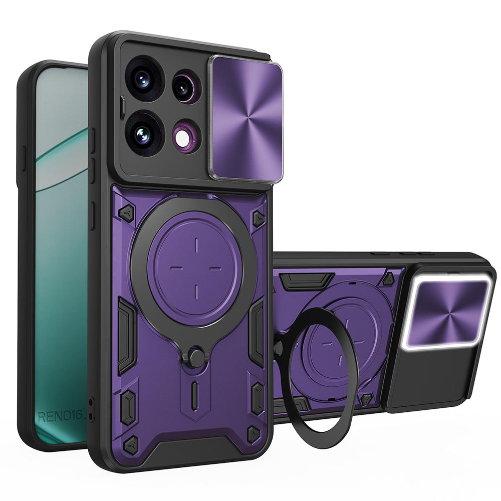 Kuori Oppo Reno16 F / Reno16 FS:lle, Techsuit, CamGuard Pro, Violetti