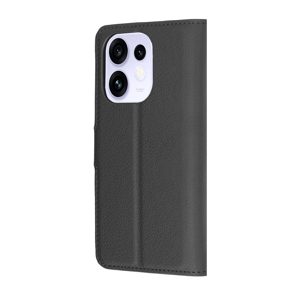 Kuori Oppo Reno16 / Reno16 Pro -puhelimelle, Techsuit, nahkainen folio, musta