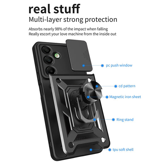 Kuori Samsung Galaxy A16 5G A166 / A16 4G A165:lle, Techsuit, CamShield, Musta