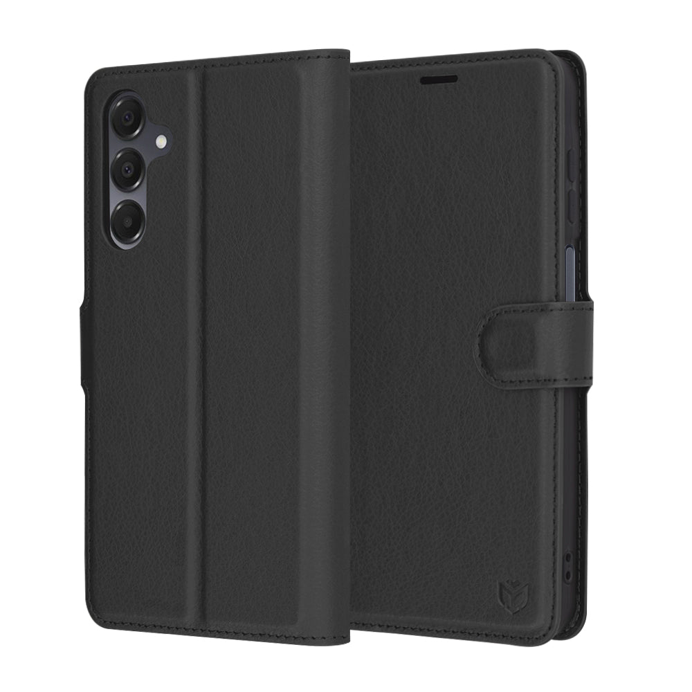 Kuori Samsung Galaxy A16 5G A166 / A16 4G A165:lle, Techsuit, nahkainen folio, musta
