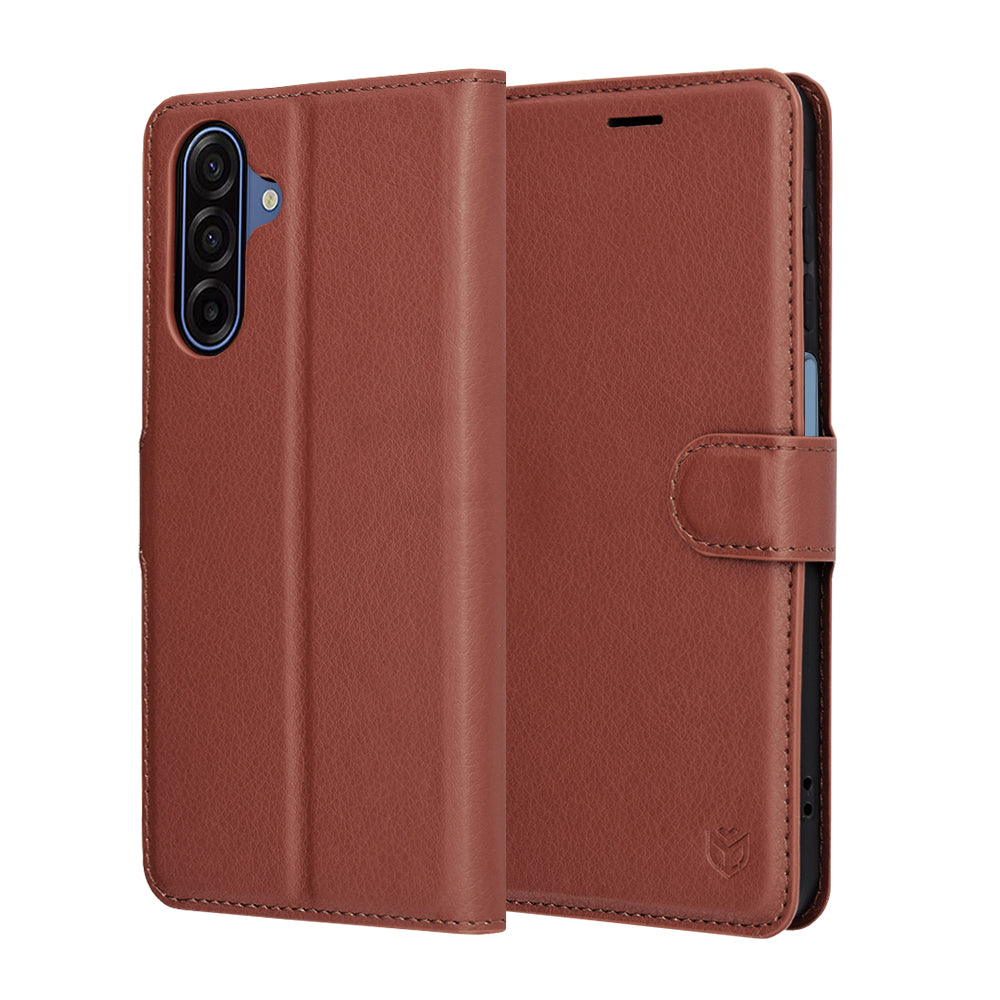 Kuori Samsung Galaxy A17 4G / A17 5G:lle, Techsuit, nahkainen folio, ruskea