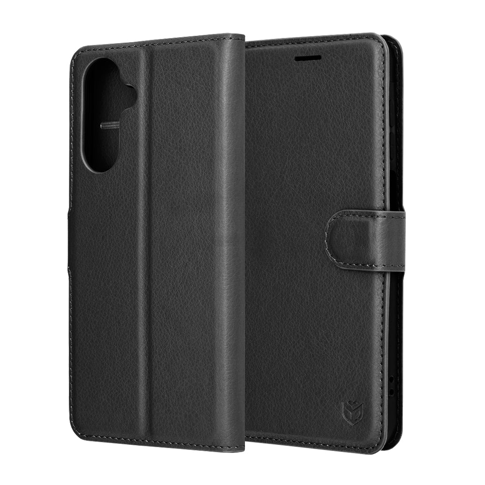 Kuori Samsung Galaxy A17 4G / A17 5G:lle, Techsuit, nahkainen folio, musta