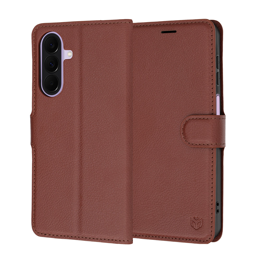 Kuori Samsung Galaxy A27 5G:lle, Techsuit, nahkainen folio, ruskea