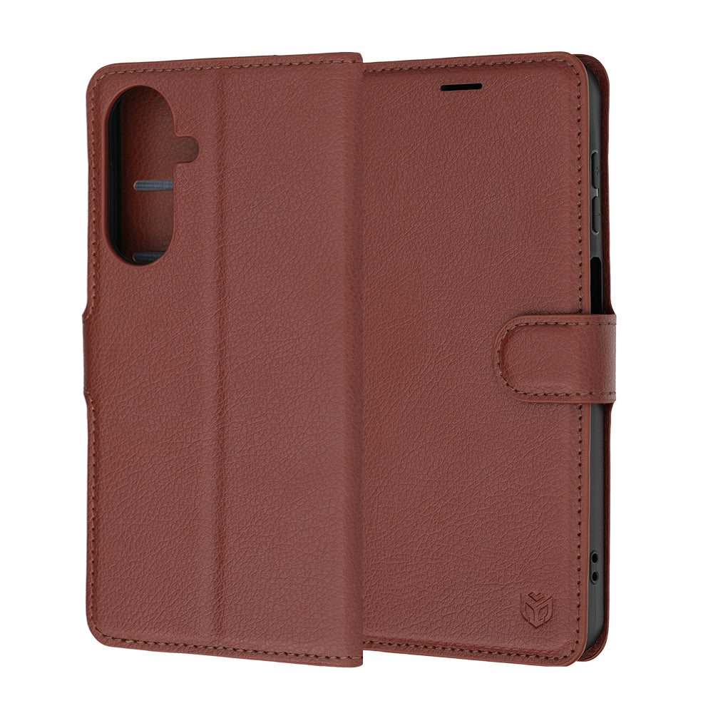 Kuori Samsung Galaxy A27 5G:lle, Techsuit, nahkainen folio, ruskea