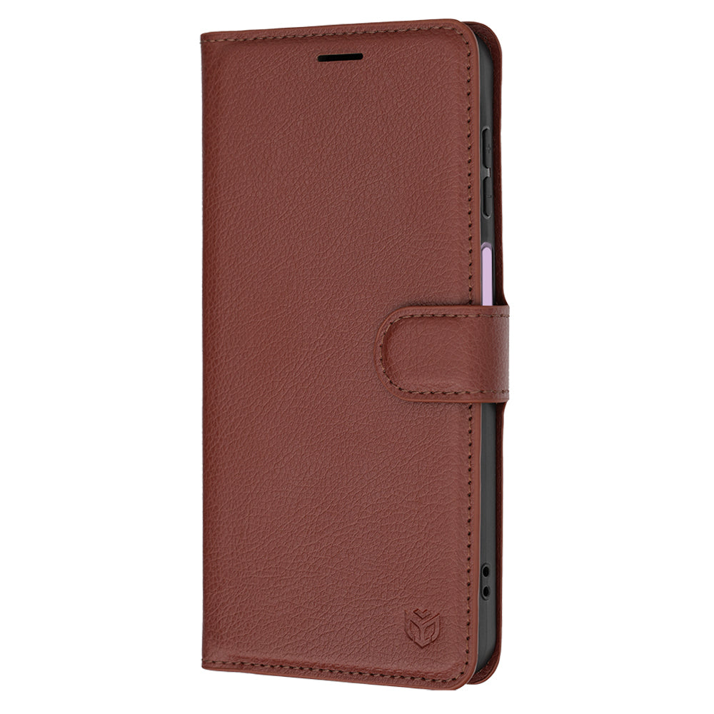 Kuori Samsung Galaxy A27 5G:lle, Techsuit, nahkainen folio, ruskea