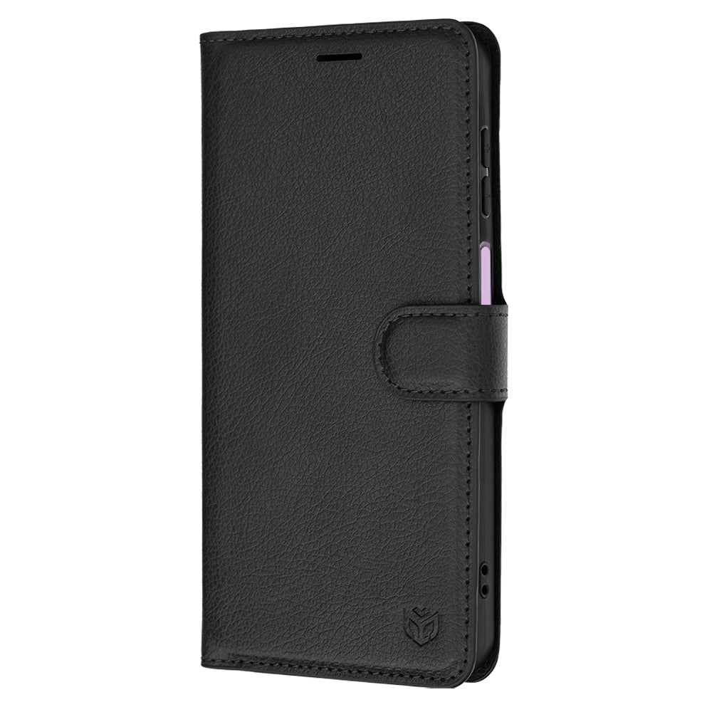 Kuori Samsung Galaxy A27 5G:lle, Techsuit, nahkainen folio, musta