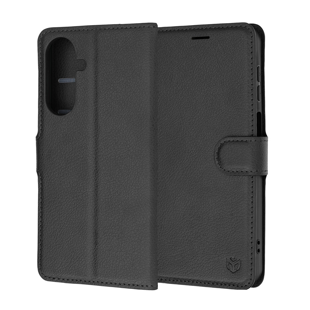 Kuori Samsung Galaxy A27 5G:lle, Techsuit, nahkainen folio, musta