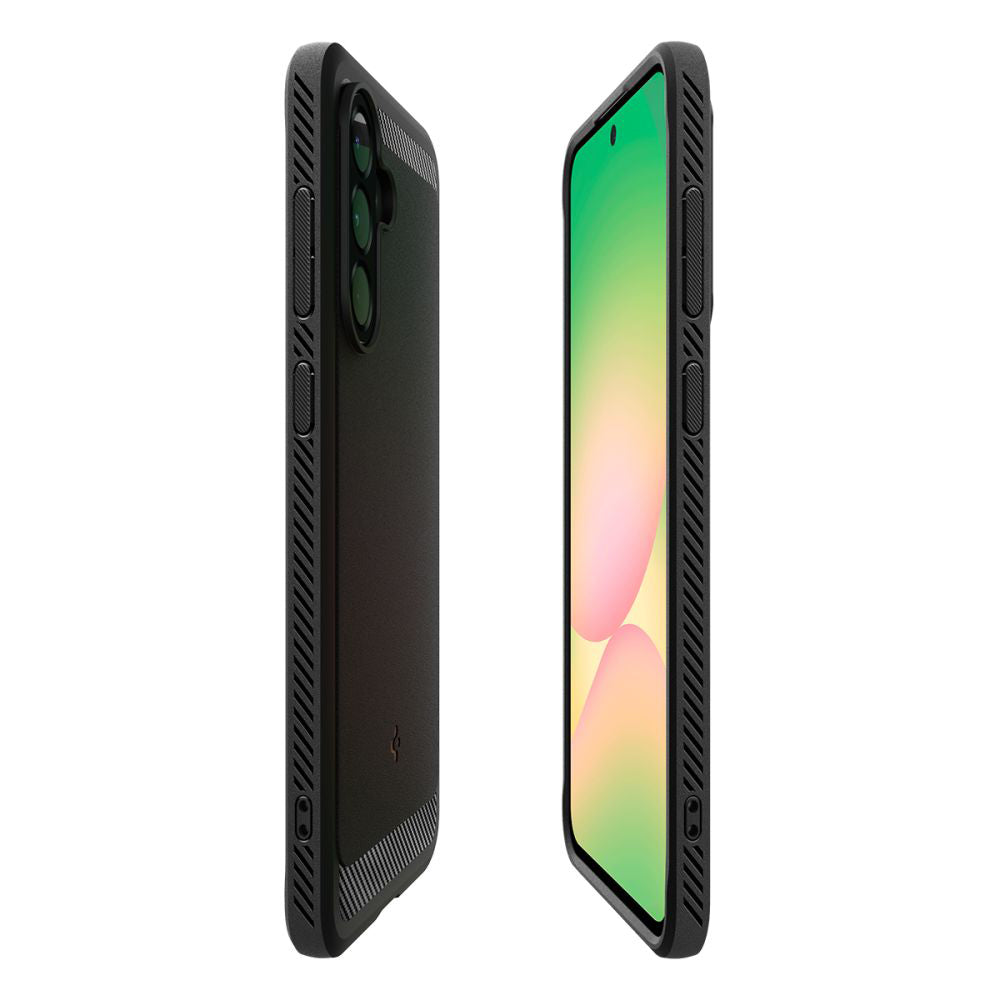 Kotelo Samsung Galaxy A56 A566:lle, Spigen, Rugged Armor, Musta ACS09225