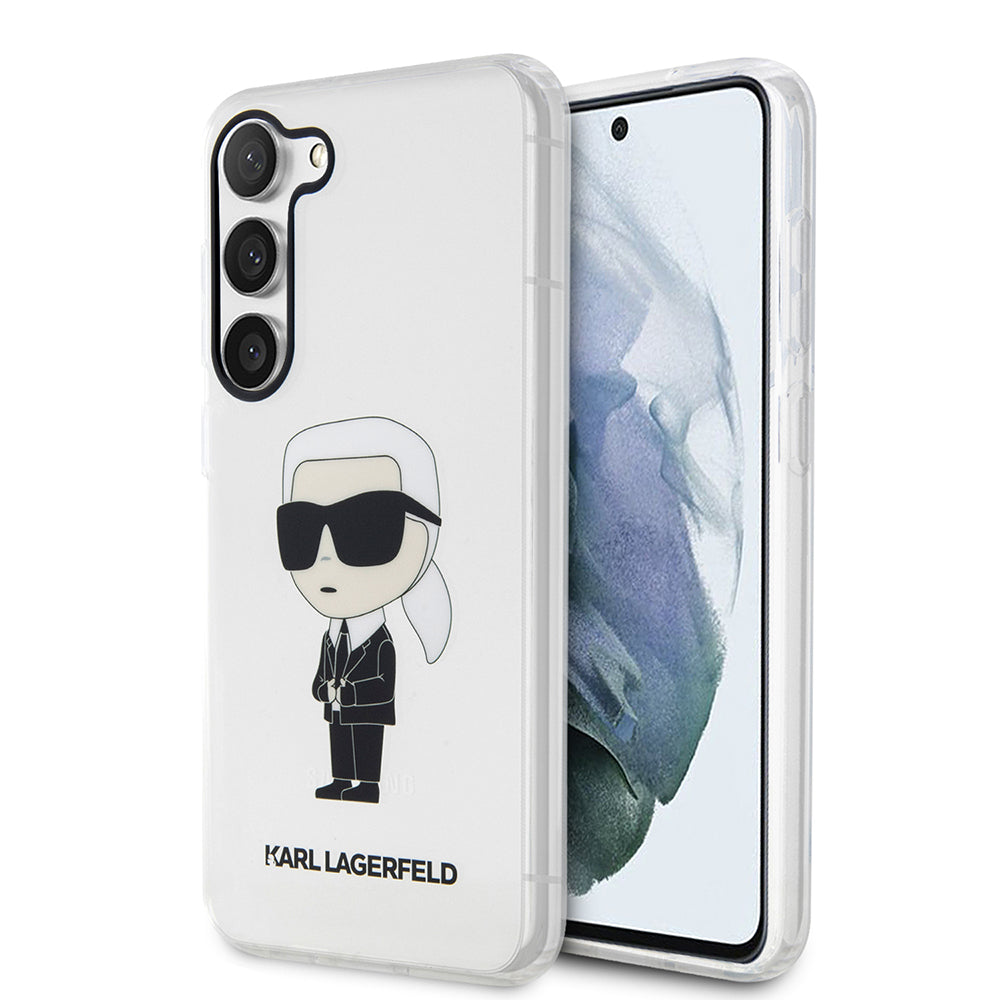 Kotelo Samsung Galaxy S23+ S916:lle, Karl Lagerfeld, Ikonik Karl, Läpinäkyvä