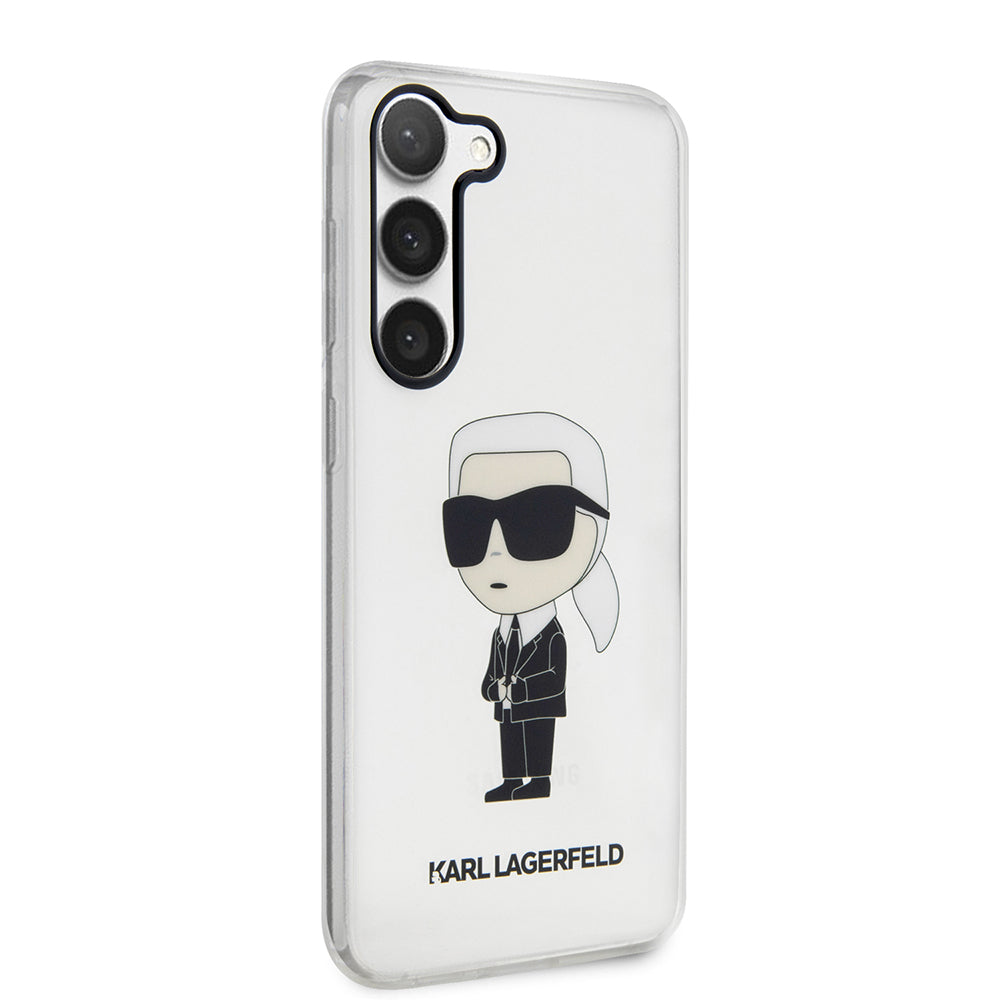 Kotelo Samsung Galaxy S23 S911:lle, Karl Lagerfeld, Ikonik Karl, Läpinäkyvä