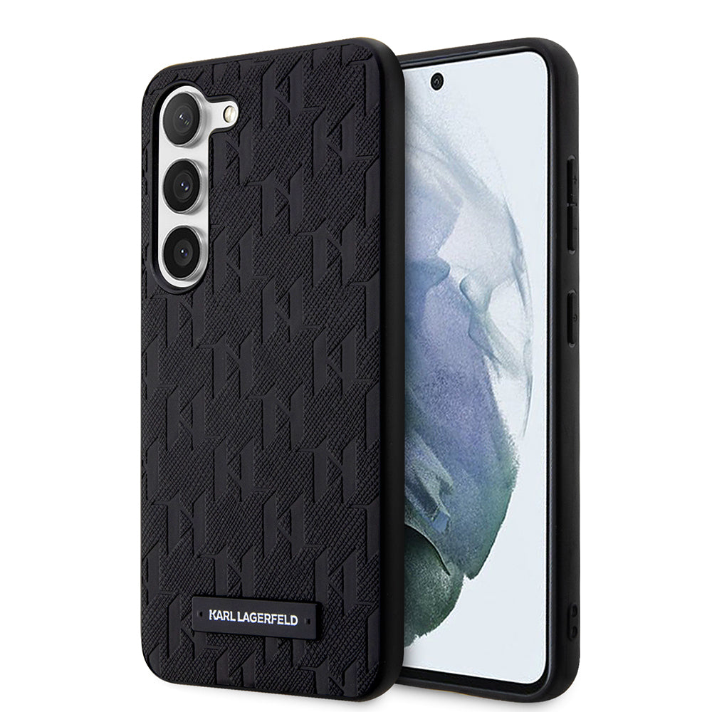 Kotelo Samsung Galaxy S23 S911:lle, Karl Lagerfeld, Saffiano Monogram Metal Logo, Musta