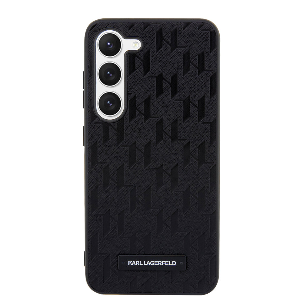 Kotelo Samsung Galaxy S23 S911:lle, Karl Lagerfeld, Saffiano Monogram Metal Logo, Musta