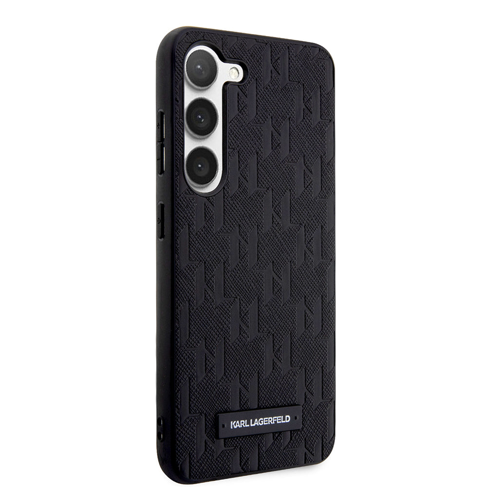 Kotelo Samsung Galaxy S23 S911:lle, Karl Lagerfeld, Saffiano Monogram Metal Logo, Musta