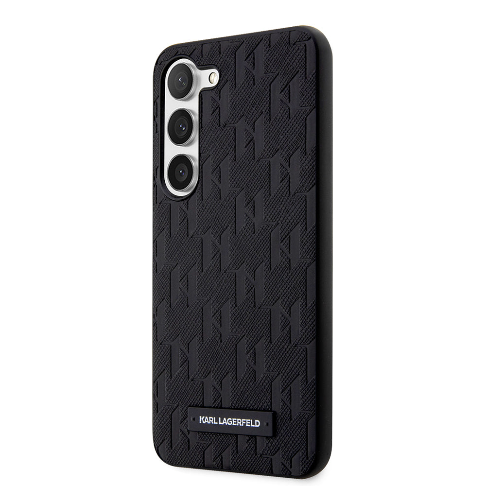 Kotelo Samsung Galaxy S23 S911:lle, Karl Lagerfeld, Saffiano Monogram Metal Logo, Musta