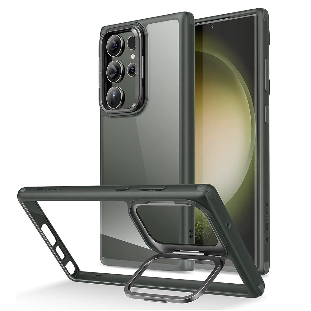 Suojakotelo Samsung Galaxy S23 Ultra S918:lle, ESR, Classic Kickstand, Läpinäkyvä Vihreä