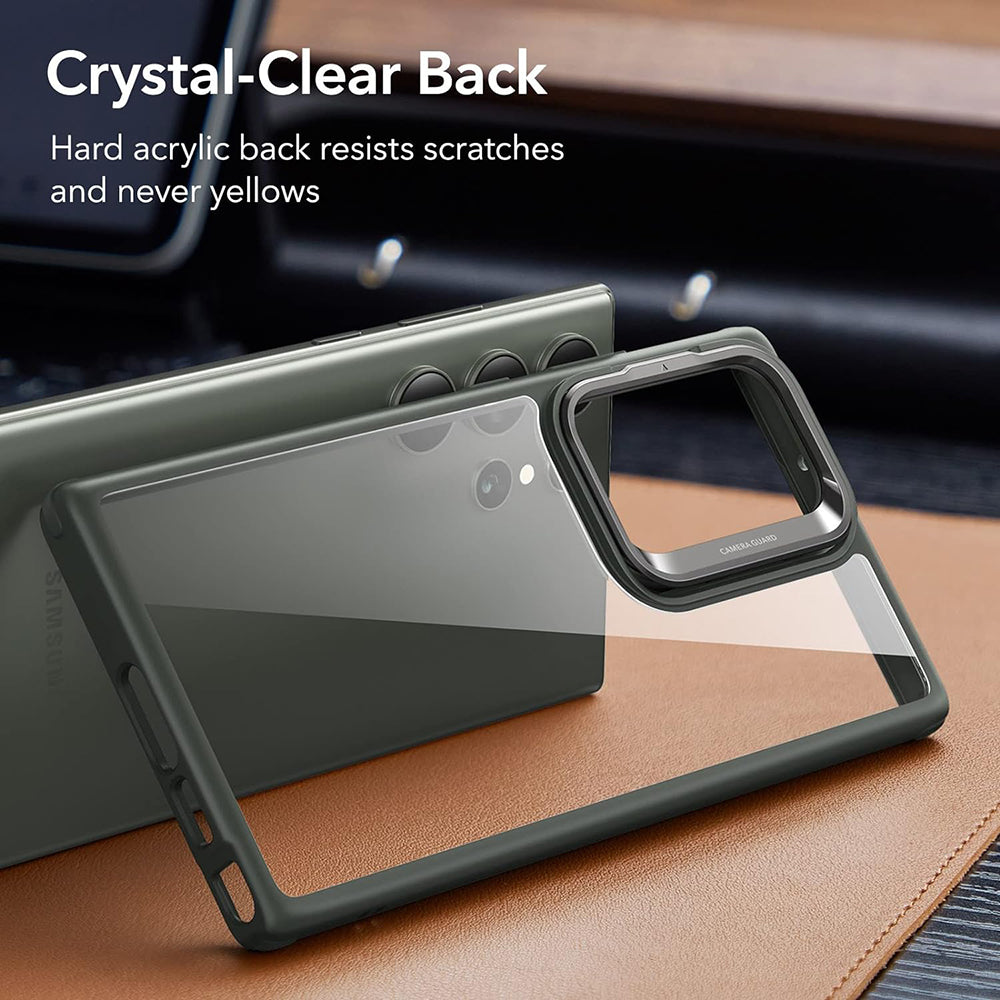 Suojakotelo Samsung Galaxy S23 Ultra S918:lle, ESR, Classic Kickstand, Läpinäkyvä Vihreä