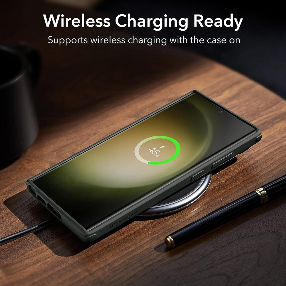 Suojakotelo Samsung Galaxy S23 Ultra S918:lle, ESR, Classic Kickstand, Läpinäkyvä Vihreä