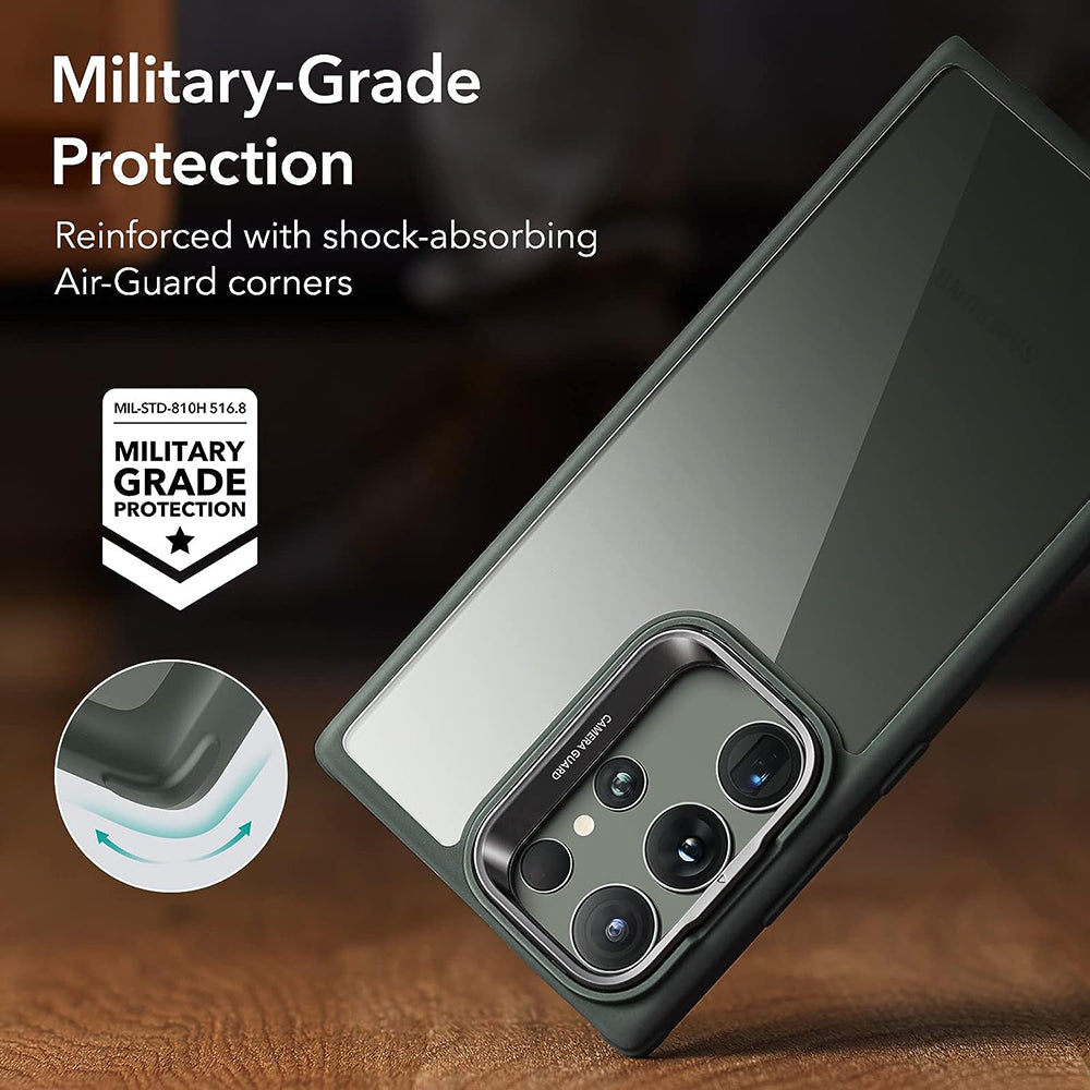 Suojakotelo Samsung Galaxy S23 Ultra S918:lle, ESR, Classic Kickstand, Läpinäkyvä Vihreä