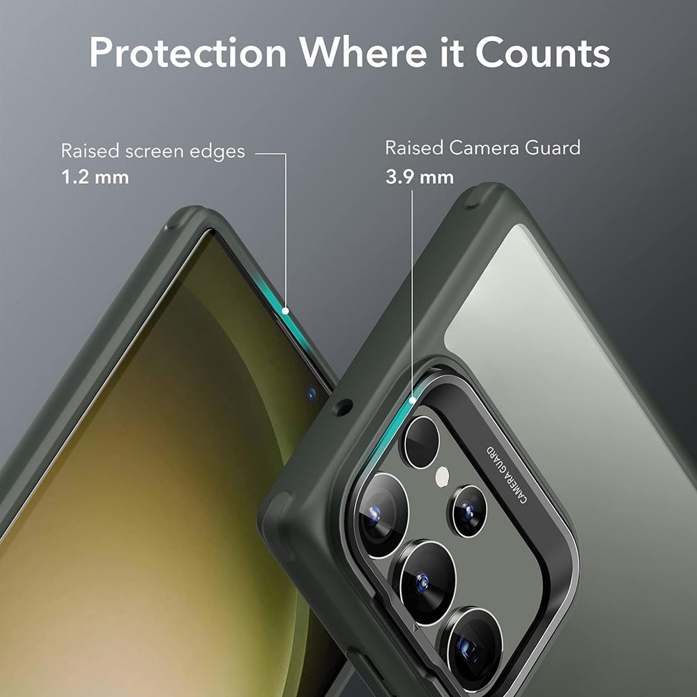 Suojakotelo Samsung Galaxy S23 Ultra S918:lle, ESR, Classic Kickstand, Läpinäkyvä Vihreä
