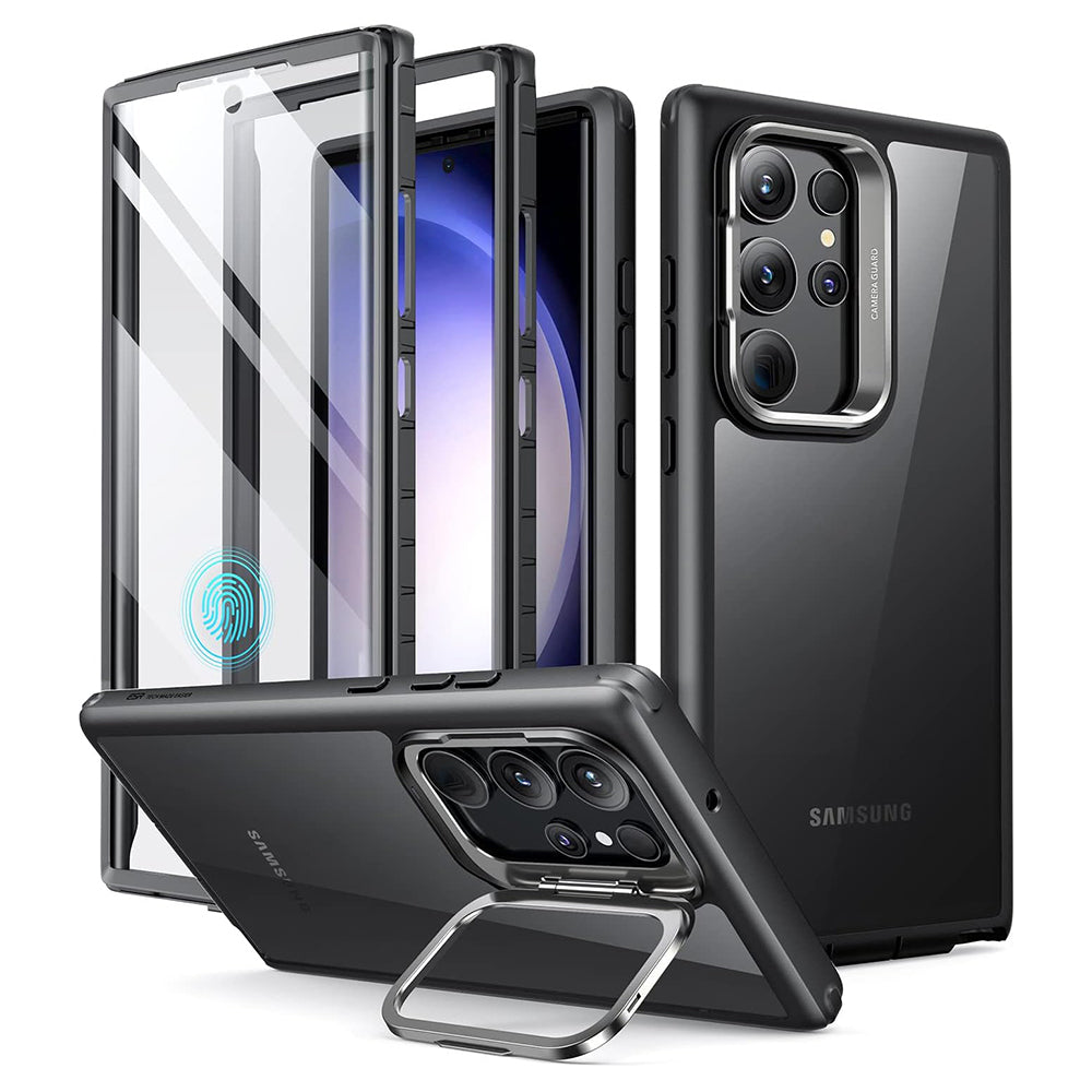 Kotelo Samsung Galaxy S23 Ultra S918:lle, ESR, Shock Armor Kickstand, Läpinäkyvä Musta