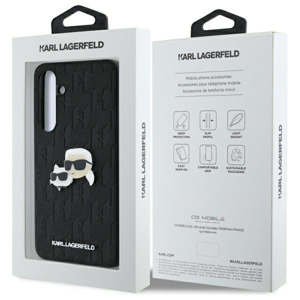 Kotelo Samsung Galaxy S24 FE S721:lle, Karl Lagerfeld, Monogram Karl & Choupette's Heads, Musta