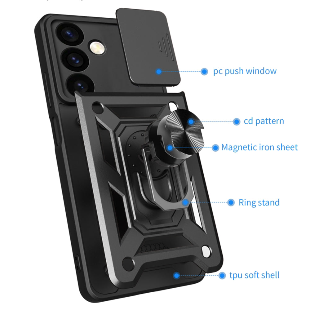 Kuori Samsung Galaxy S24 FE S721:lle, Techsuit, CamShield, Musta
