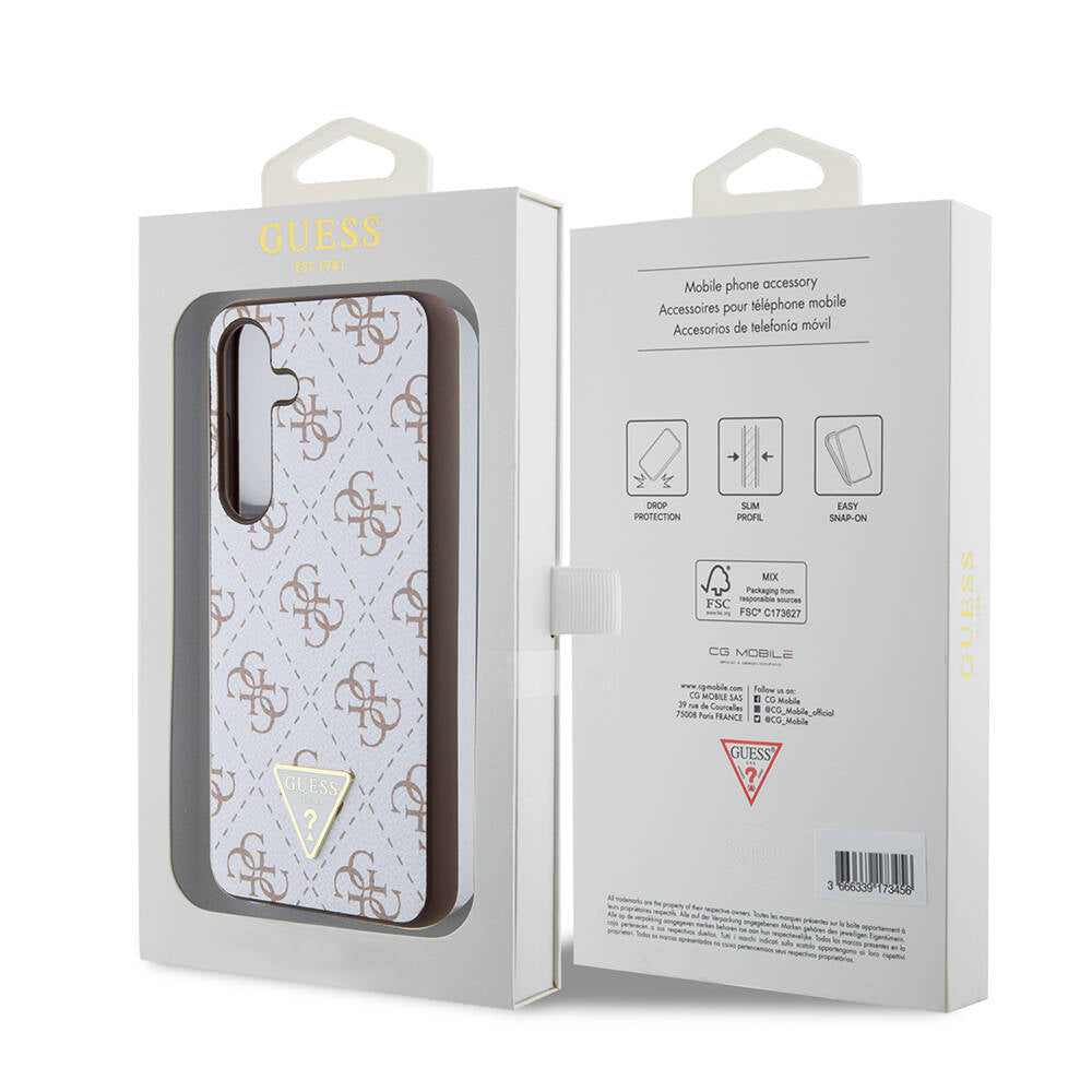 Suojakotelo Samsung Galaxy S24+ S926, Guess, 4G Triangle Logo, Valkoinen