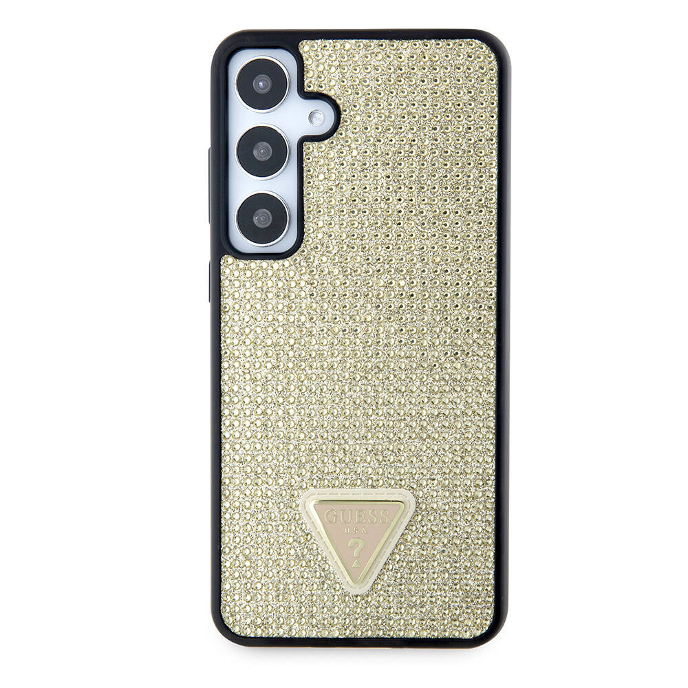 Kotelo Samsung Galaxy S24+ S926:lle, Guess, Rhinestone Triangle Logo, Kultainen