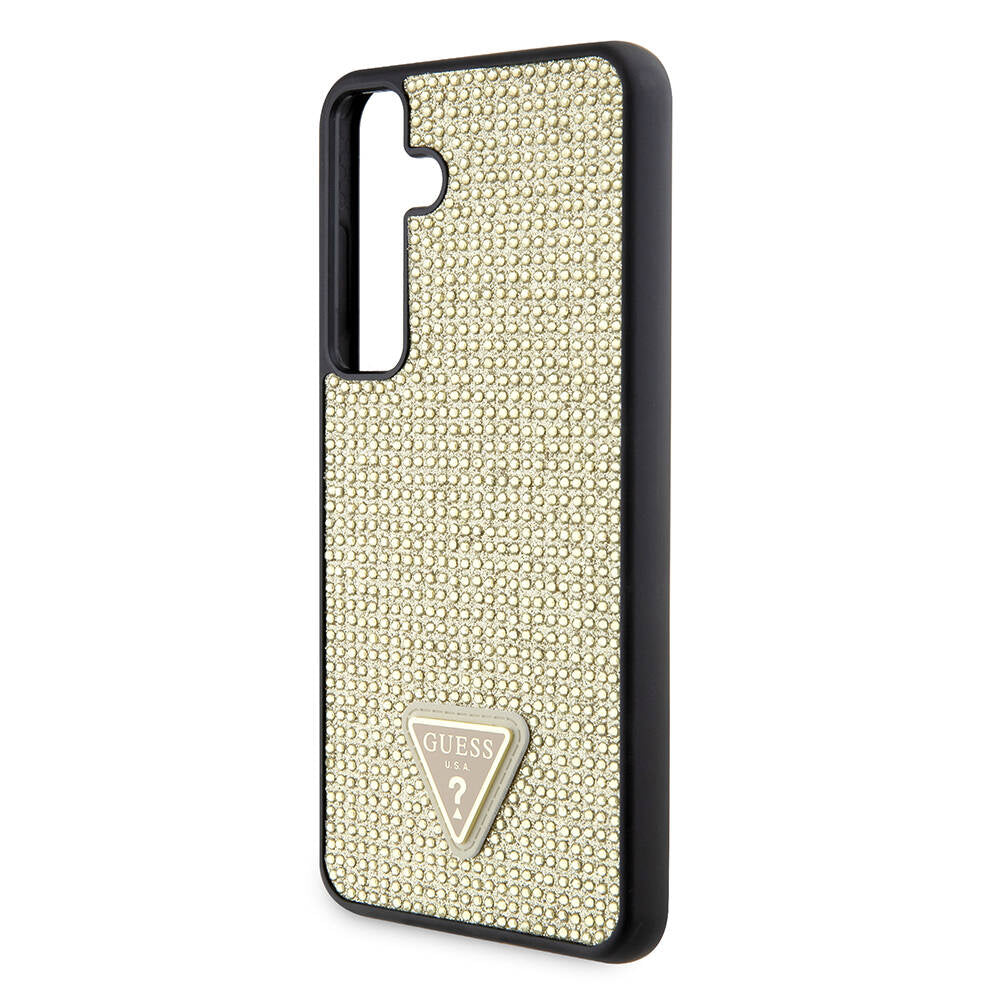 Kotelo Samsung Galaxy S24+ S926:lle, Guess, Rhinestone Triangle Logo, Kultainen