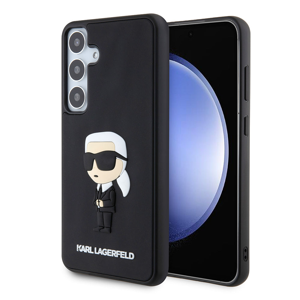 Kotelo Samsung Galaxy S24+ S926:lle, Karl Lagerfeld, 3D Rubber Ikonik Karl, Musta
