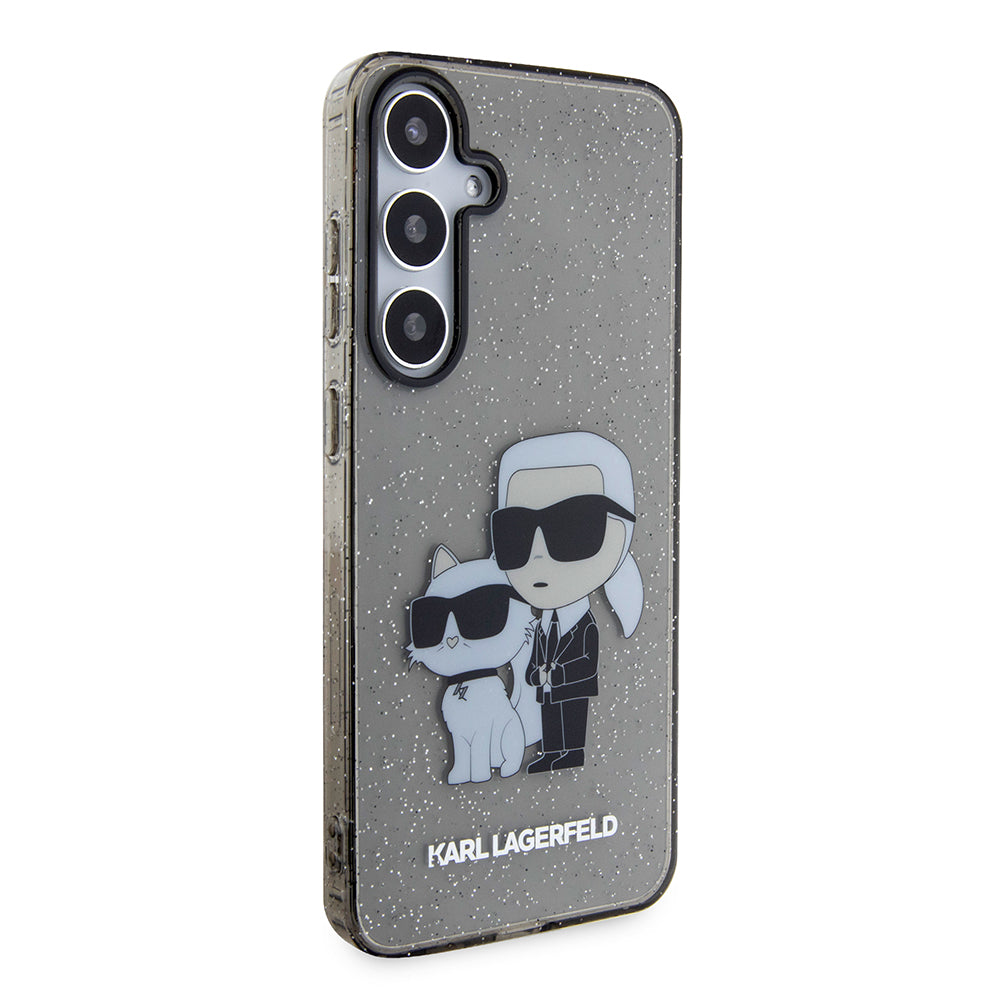 Kotelo Samsung Galaxy S24+ S926:lle, Karl Lagerfeld, Glitter Karl & Choupette, Sininen