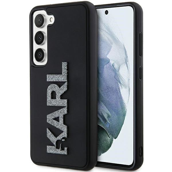 Kotelo Samsung Galaxy S24 S921:lle, Karl Lagerfeld, 3D Rubber Glitter Logo, Musta
