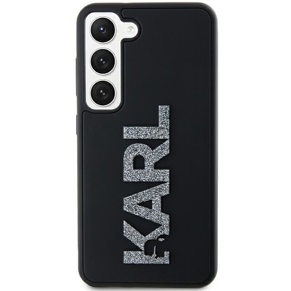 Kotelo Samsung Galaxy S24 S921:lle, Karl Lagerfeld, 3D Rubber Glitter Logo, Musta