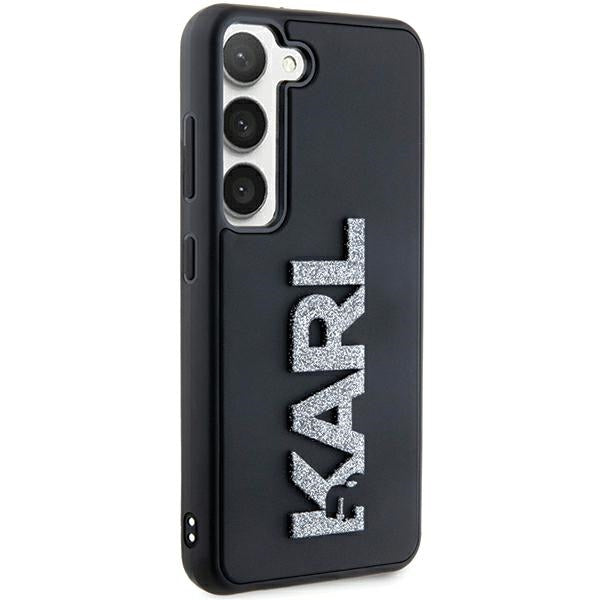 Kotelo Samsung Galaxy S24 S921:lle, Karl Lagerfeld, 3D Rubber Glitter Logo, Musta