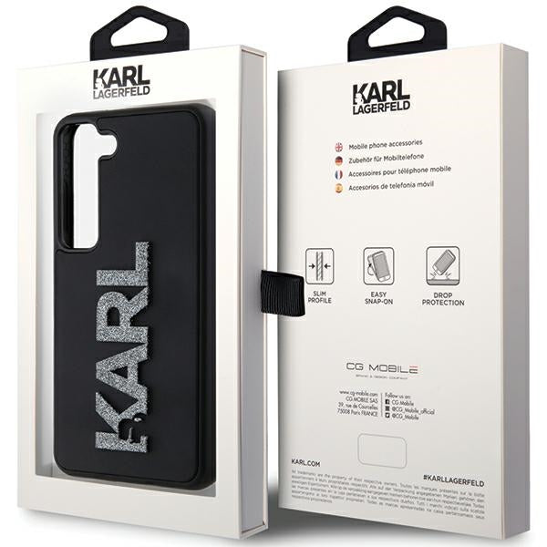 Kotelo Samsung Galaxy S24 S921:lle, Karl Lagerfeld, 3D Rubber Glitter Logo, Musta
