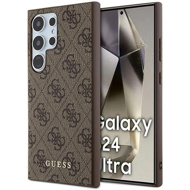 Kotelo Samsung Galaxy S24 Ultra S928:lle, Guess, 4G Metal Gold Logo, Ruskea