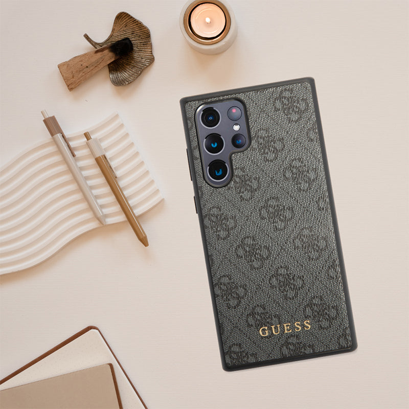 Kotelo Samsung Galaxy S24 Ultra S928:lle, Guess, 4G Metal Gold Logo, Ruskea