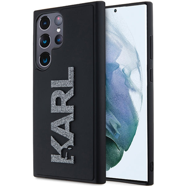 Kotelo Samsung Galaxy S24 Ultra S928:lle, Karl Lagerfeld, 3D Rubber Glitter Logo, Musta