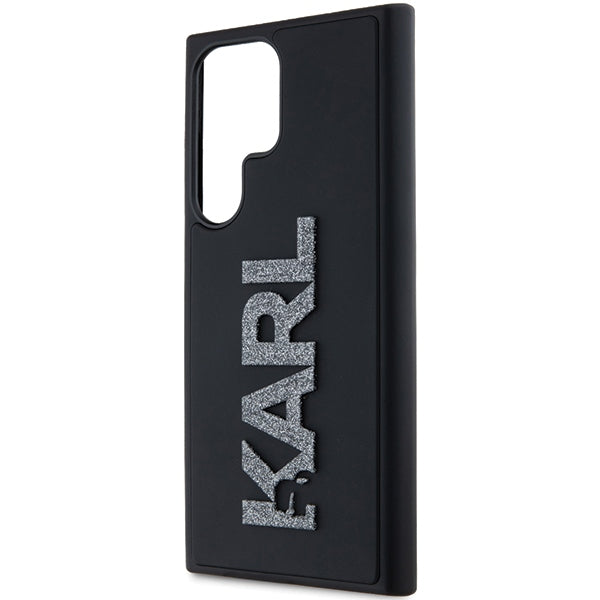 Kotelo Samsung Galaxy S24 Ultra S928:lle, Karl Lagerfeld, 3D Rubber Glitter Logo, Musta