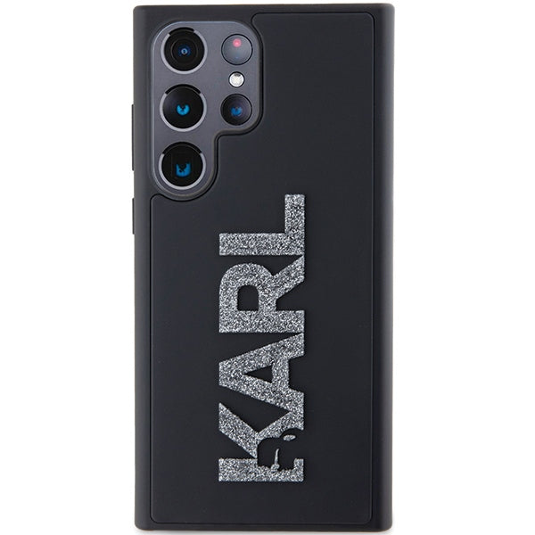 Kotelo Samsung Galaxy S24 Ultra S928:lle, Karl Lagerfeld, 3D Rubber Glitter Logo, Musta